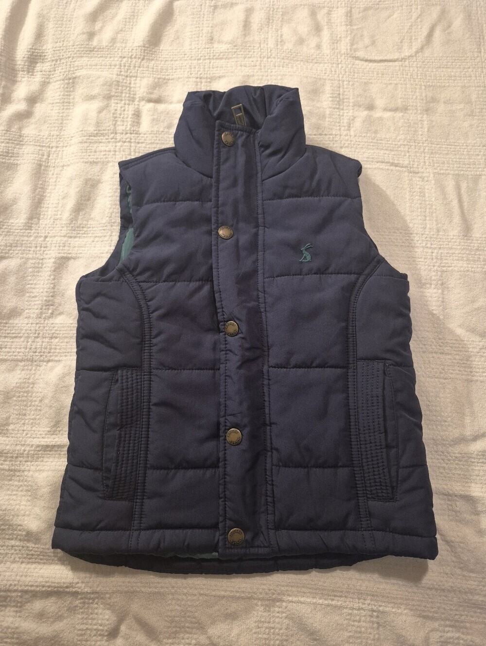 Joules boys size 3 years navy blue insulated vest, zip & snap closure VGUC